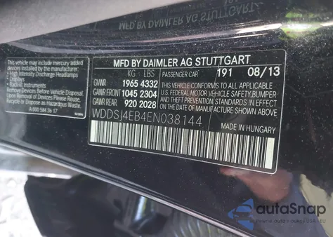 2014 Mercedes-Benz Cla 250 from USA, damaged, VIN WDDSJ4EB4EN038144